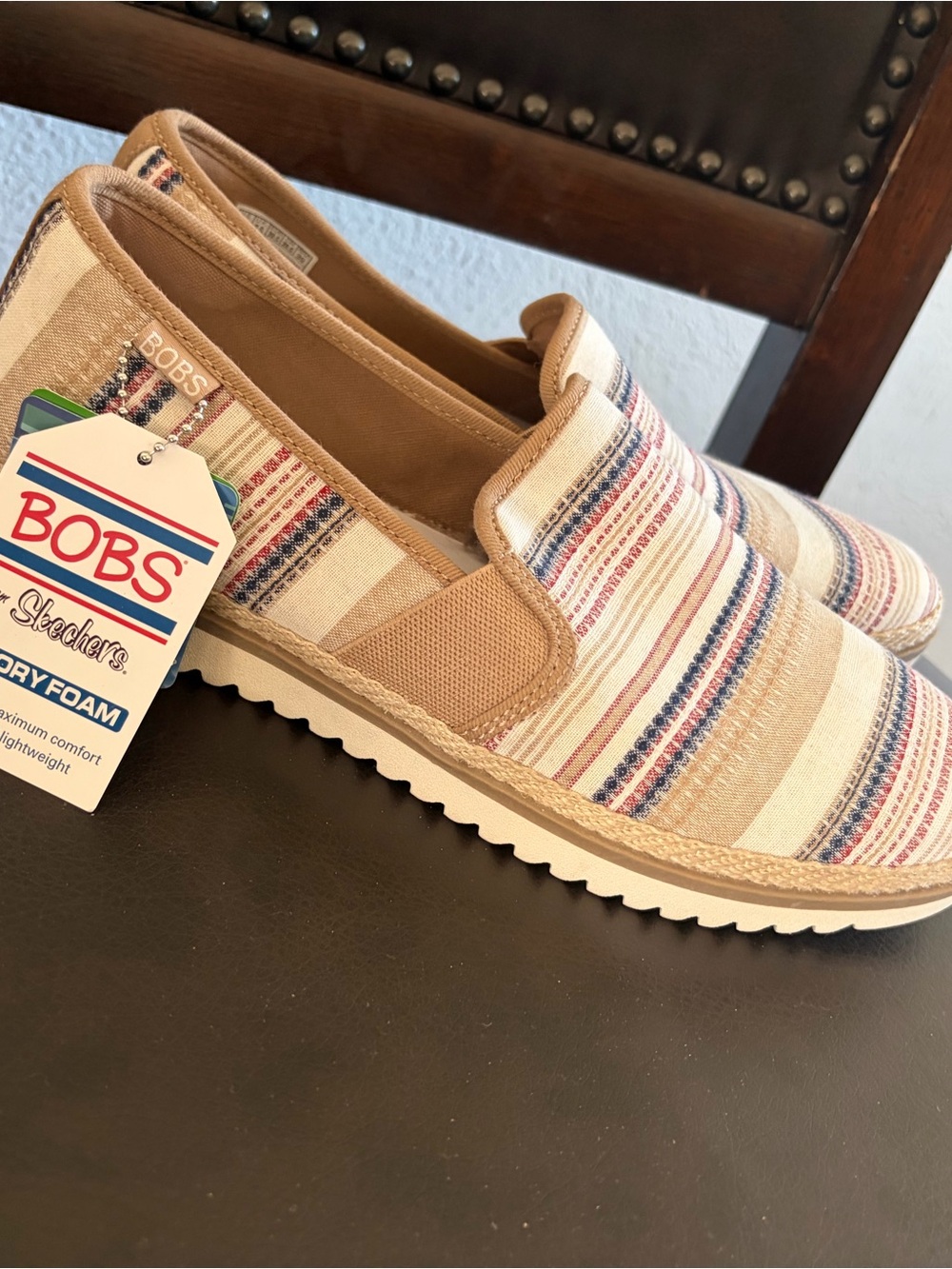 BOBS from Skechers Women's Tan Striped Slip-On Mules